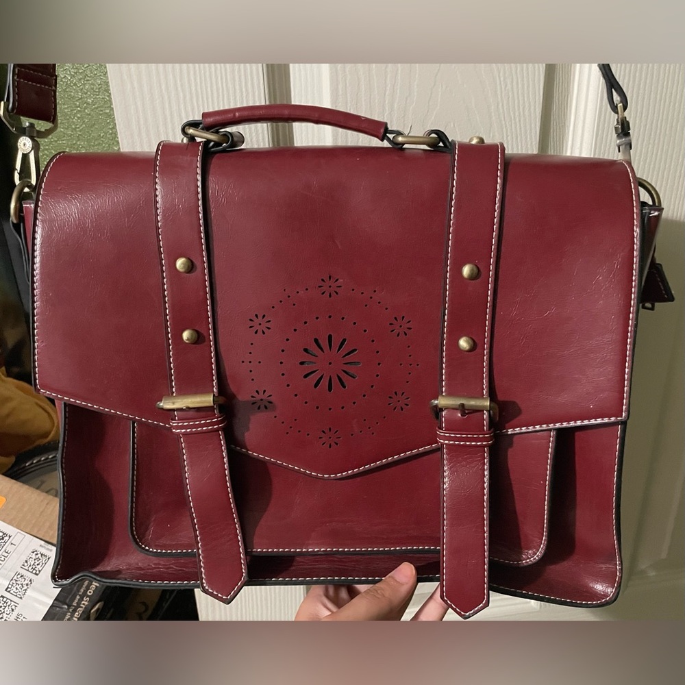 Elegant Burgundy Leather Satchel